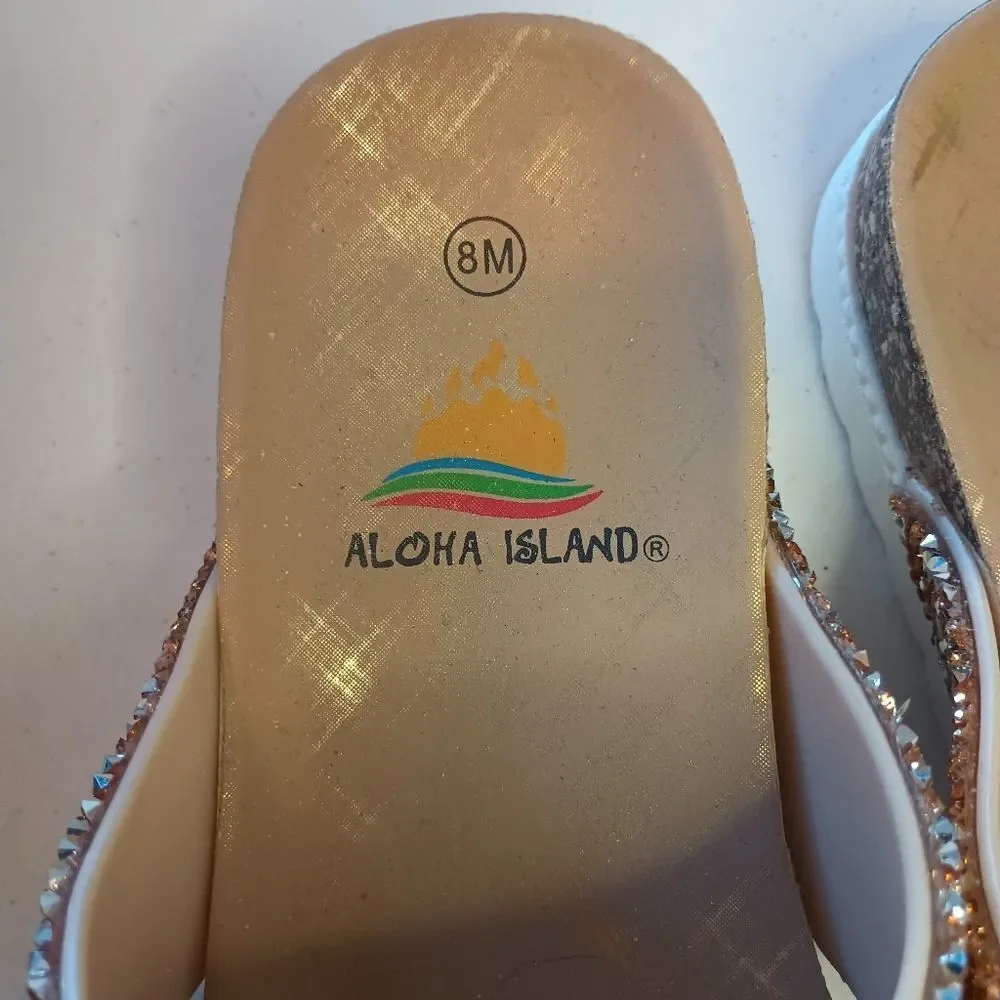 ALOHA ISLAND Corsica Sparkling Slide Sandals Size 8M - Picture 4 of 4